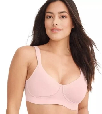 Sutiã Jockey Cooling algodão cobertura total forrado sem fio-rosa-42D-novo com etiquetas-A631878 - Imagem 1 de 2