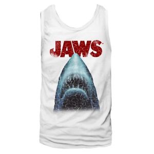 Jaws Vintage Shark Men's Tank Top Movie Poster Great White Attack Muscle Vest