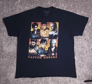 CAPCOM HEROES T-Shirt Mens Large Black Graphic Tee Chun Li Ryu Dante Vintage Sty - Picture 1 of 4