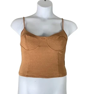 Meraki XL Tank Top Brown Spaghetti Strap Crop Top Womens - Picture 1 of 5