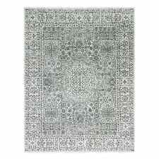 9'1"x12' White Hand Knotted Mamluk Dynasty Design Undyed 100% Wool Rug R79469
