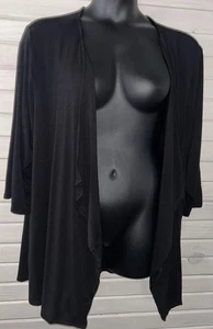 AnyWear by Catherines Gr. Plus?? (Siehe Maße) schwarze Strickjacke mit offener Vorderseite Jersey - Bild 1 von 10