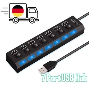 USB 2.0 Splitter Adapter mit Aktiv Verteiler Für Laptop PC Hub 7 Port - Bild 1 von 5