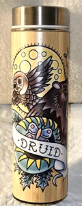 Druid Stainless Steel Tea Diffuser Tumbler Owl Sunflower Celtic Art Design - Picture 1 of 6