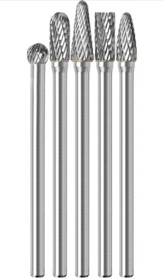 5Pcs Long Carbide Burr Set 1/4" Shank Total L 4.3" Die Grinder Bits Rotary Ra... - Image 1 of 4