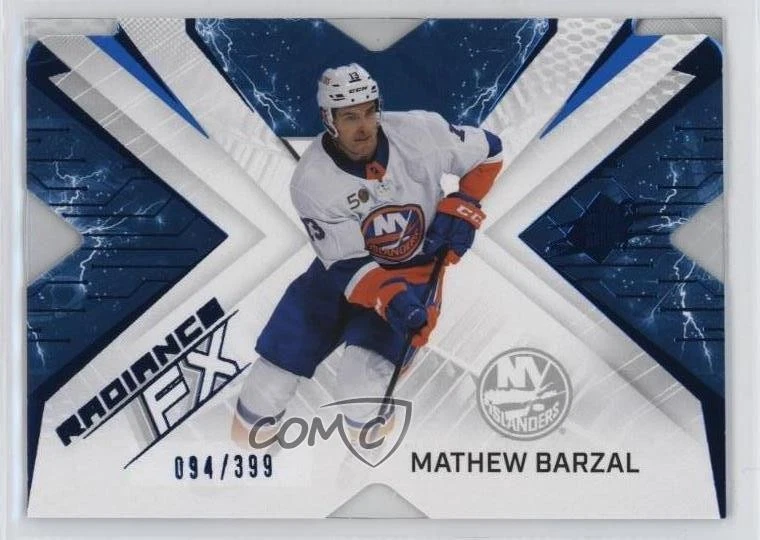 2022-23 SPx Radiance F/X Blue /399 Mathew Barzal #RFX-44 - Image 1 of 2