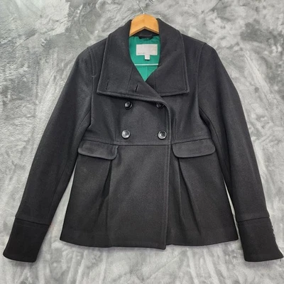 Old Navy Coat Women S TALL Black Wool Blend Double Breasted Button Front Peacoat - Image 1 of 4