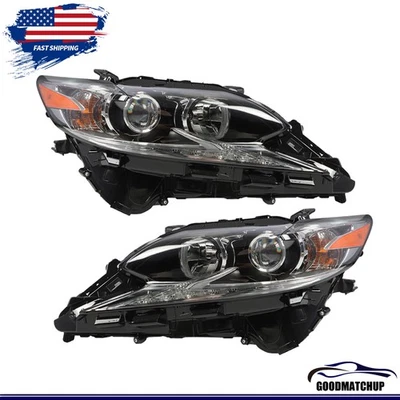 Left+Right Headlight For 2016 2017 2018 Lexus ES350 ES300H Halogen LED DRL Black Foto 1 de 4