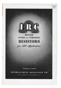 International Resistance Co., Philadelphia, PA 1941 Vintage Print Advertisement - Picture 1 of 1
