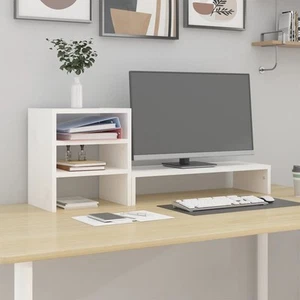 Monitorstandaard 81x20x30 cm massief grenenhout grijs computerstandaard vidaXL - Afbeelding 1 van 55