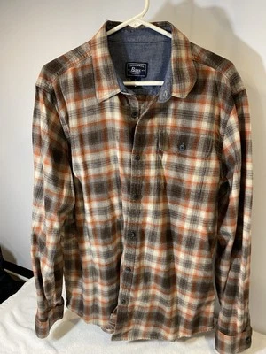 GH Bass & Co Men’s Large Flannel Plaid Orange, Brown & Cream 100% Cotton Shirt - Image 1 of 4