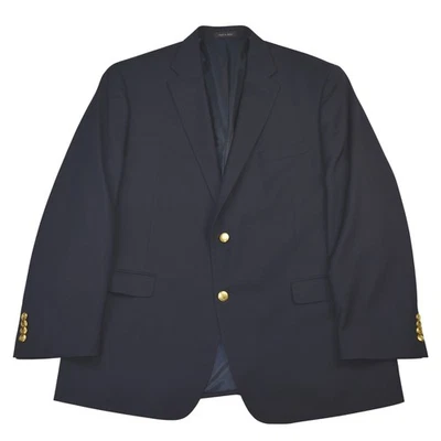 Chaps Mens 46R Navy Blue Wool Blazer Jacket Two Gold Button Sport Coat Jacket - Image 1 of 4