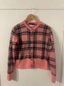 Fred Perry Amy Winehouse Pink Tartan Cardigan Size 10 Pre Owned - Picture 1 of 20