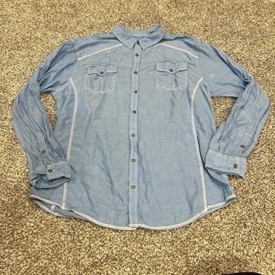 Camisa BKE Para Hombres 3XL XXXL Azul Calce Atlético Vaquero Western Hebilla Preppy Foto 1 de 4