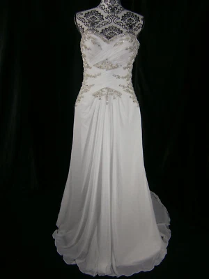 Vestido de novia Maggie Sottero 12 marfil gasa organza sin tirantes con cuentas nuevo sin etiquetas Foto 1 de 4