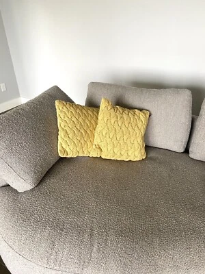 Threshold Set Of 2 Chunky Weave Square Throw/ Toss Pillows 18" x 18" Yellow NWT - Image 1 of 4
