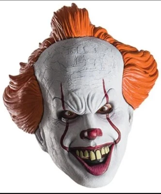 It Pennywise The Clown Adult Licensed 3/4 Molded Latex Mask Wt Elastic New Clown - Image 1 of 4