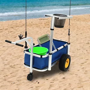 Bollerwagen Faltbar Wagen Garten Strand Utility Outdoor Camping Sport Blau - Bild 1 von 20
