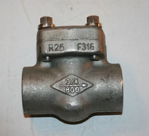 3/4" Socket Weld 316ss 800# Swing Check Valve  Crane API602  - Picture 1 of 5