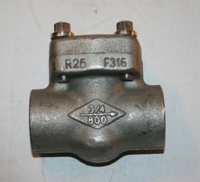 3/4" Socket Weld 316ss 800# Swing Check Valve  Crane API602  - Image 1 of 4