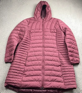 Eddie Bauer Jacket Womens 1X Purple Parka Goose Down Puffer Hooded Lightweight - Picture 1 of 10