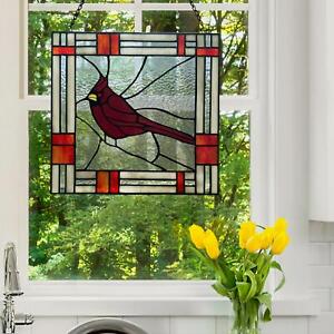 Tiffany Style rot Kardinal Buntglas Fensterplatte Sonnenfänger mit hängender Kette