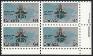 HISTORY = COAT-OF-ARMS, MAP = Canada 1984 #1031 MNH LR BLOCK OF 4 - Picture 1 of 1