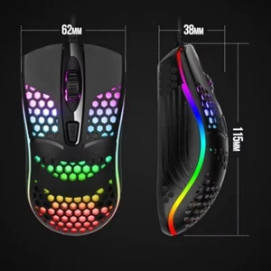 Kabelgebundene USB Gaming Maus mit ausgehöhltem Design und RGB - Bild 1 von 10