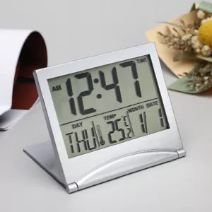 1X Digital Travel Alarm Clock Foldable Temperature LCD Clock Compact Desk Timer - Picture 1 of 11