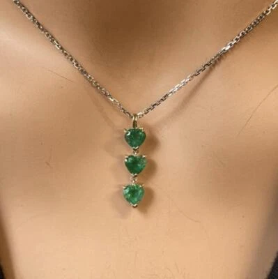 ПРАЗДНИЧНЫЙ СПЕЦВЫПУСК! НОВЫЙ С ЯРЛЫКАМИ $2800 14K ШИКАРНЫЙ ФАНТАЗИИ ИЗУМРУД СЕРДЦЕ ОЖЕРЕЛЬЕ - Изображение 1 из 2