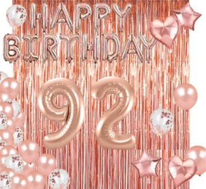 Rose Gold 92nd Happy Birthday Photo Background Balloon Party Decoration Supplies - Picture 1 of 6