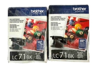 Lot of 2 Genuine Original Brother LC71BK Ink Black New &Sealed EXP 5/19-11/20 - Image 1 of 4