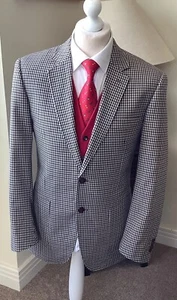 Hawes & Curtis Jermyn Steet Brown Blue Cream Check Sports Coat Jacket 42R - Picture 1 of 12