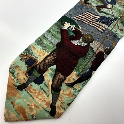 Golf Mens Tie Necktie Windsor Silk Americana Series Fore Novelty Classic Length - Image 1 of 4