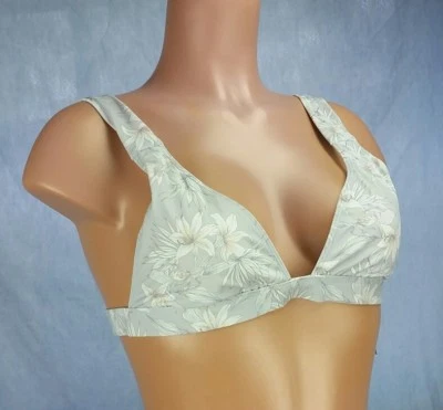 LA Hearts Fixed Triangle Strappy Bikini Top  - Light Grey White Floral L & XL - Image 1 of 4