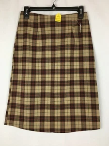 Vintage Renee Lauren Women's Brown Multi Plaid Pencil Skirt Size Medium NWT - Picture 1 of 9