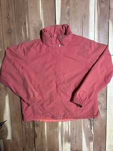 L.L. Bean Women’s Coral Orange Weather Channel Rain Jacket Size Large - Picture 1 of 18