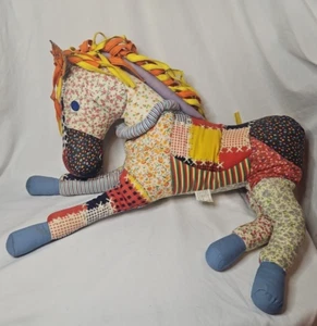 Vintage Patchwork Quilt Pferd Pony GROß Plüschtier Stofftier Oma Kern Bauernhof RAR - Bild 1 von 20