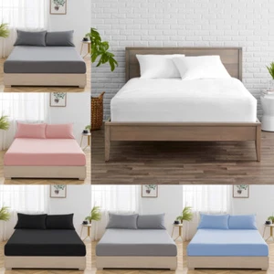 Lenzuola aderenti 30 cm 100% cotone egiziano singole doppie super king size - Foto 1 di 24