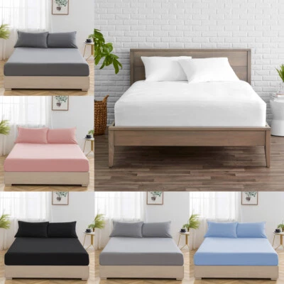 30cm Fitted Sheet Bed Sheets 100% Egyptian Cotton Single Double Super King Size