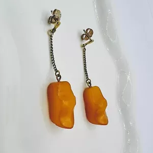 Vintage Bernstein Ohrringe Pantoffeln Vintage amber earrings slippers - Bild 1 von 4