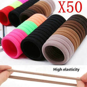50pcs Women Girls Hair Band Ties Rope Ring Elastic Hairband Ponytail Holder Kid↕ - Picture 1 of 33