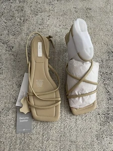 H&M Cuero Tirantes Gatito Tacón Beige UK5/38 - Imagen 1 de 8