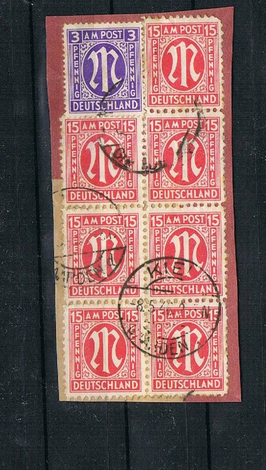 Bi-Zona Trozo de Carta Con Minr. 10Y 7' De Bloque El Minr. 24 Sellado - Imagen 1 de 1