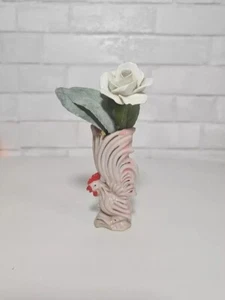 VTG Miniature Vase Rooster Pink & Gold 4.5” Mcm - Picture 1 of 7