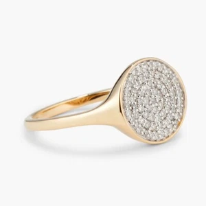 Sello de Disco de Diamante Pavé Sólido Extra Grande ADINA REYTER Oro 14K 4 - Imagen 1 de 8