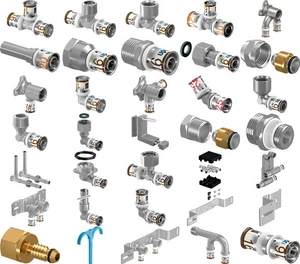 Uponor UniPipe Rohr MLC & S Press Plus Pressfittings Wandscheibe Winkel Übergang