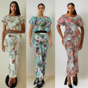 Damen Bananen Krepp Digitaldruck Co-ord Set - verspielte Eleganz - Bild 1 von 19