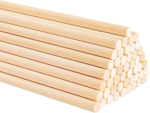 50PCS Dowel Rods Wood Sticks Wooden Dowel Rods - 1/4 x 12 Inch Precut Dowels - Picture 1 of 5