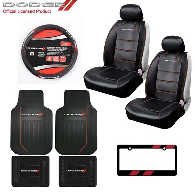 Dodge Elite Car Truck Front Seat Covers Floor Mats Steering Wheel Cover & Gift Foto 1 de 4